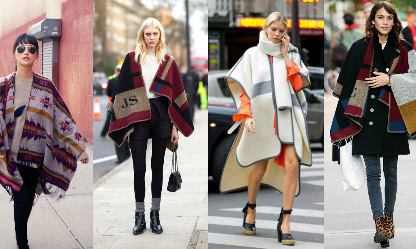 Capas, mantôs, blanket e ponchos serão o hit da moda nesse inverno de 2016