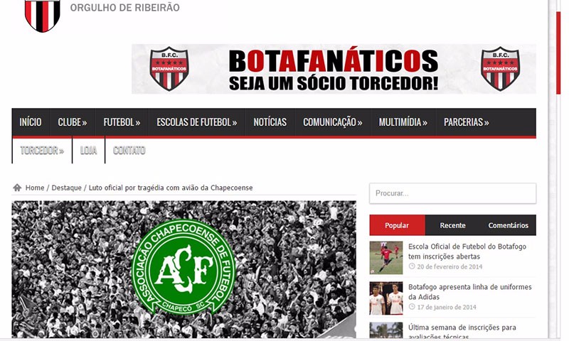 Botafogo faz homenagem a ex-atletas que estavam no voo a Medellín