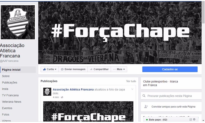 Francana faz homenagem para as vítimas da delegação da Chapecoense