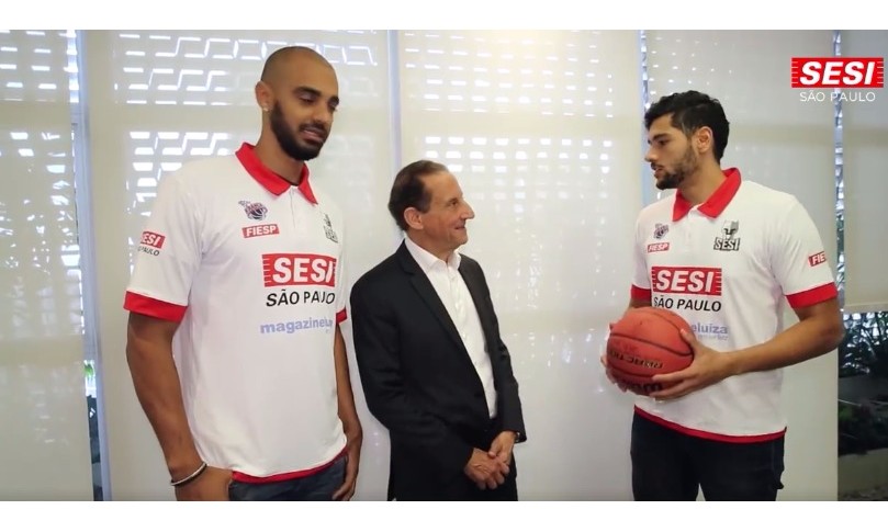 ​Presidente do SESI, Paulo Skaf, apresenta dois novos reforços do Franca Basquete