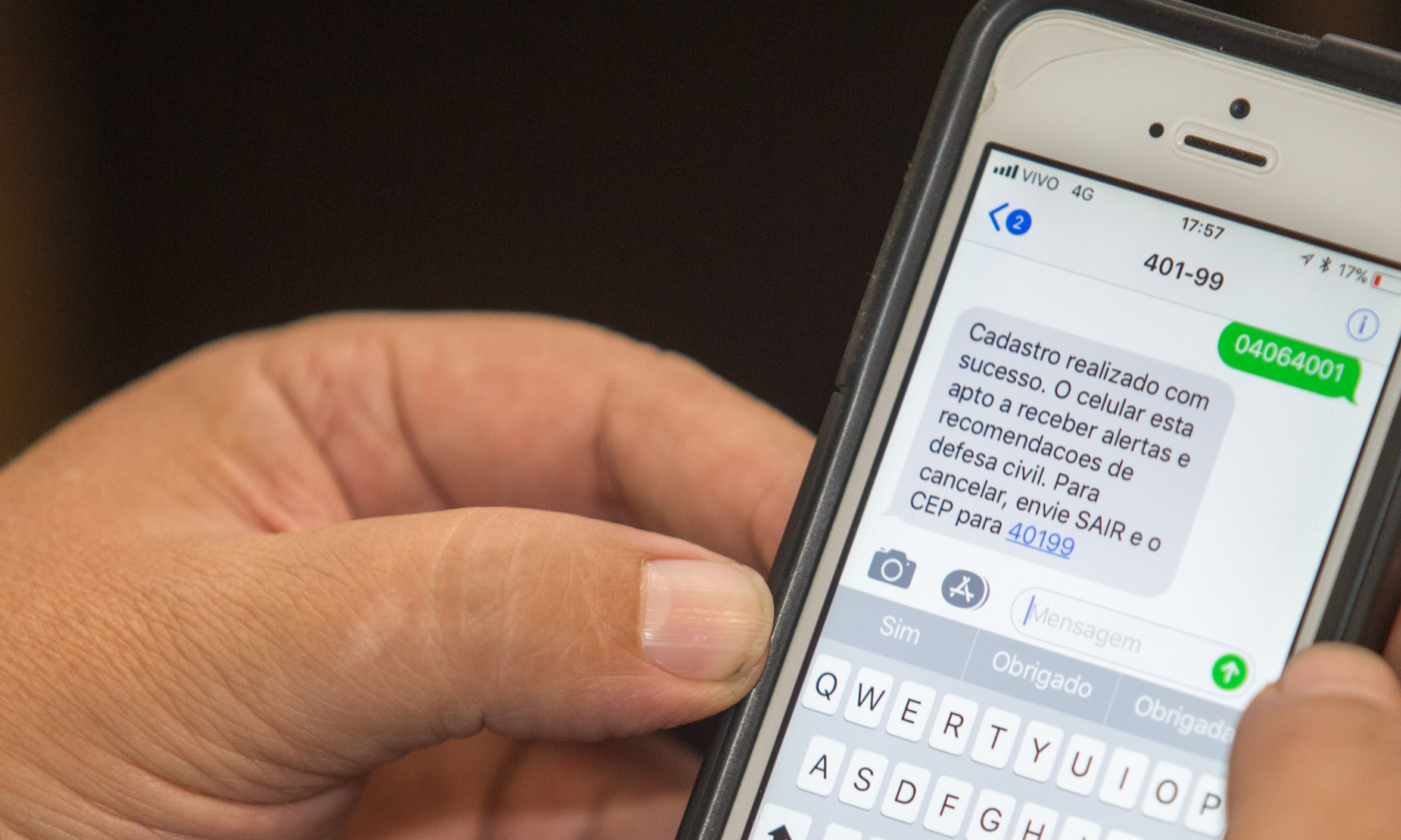 SMS alerta sobre riscos de desastre meteorológico – cadastramento é gratuito