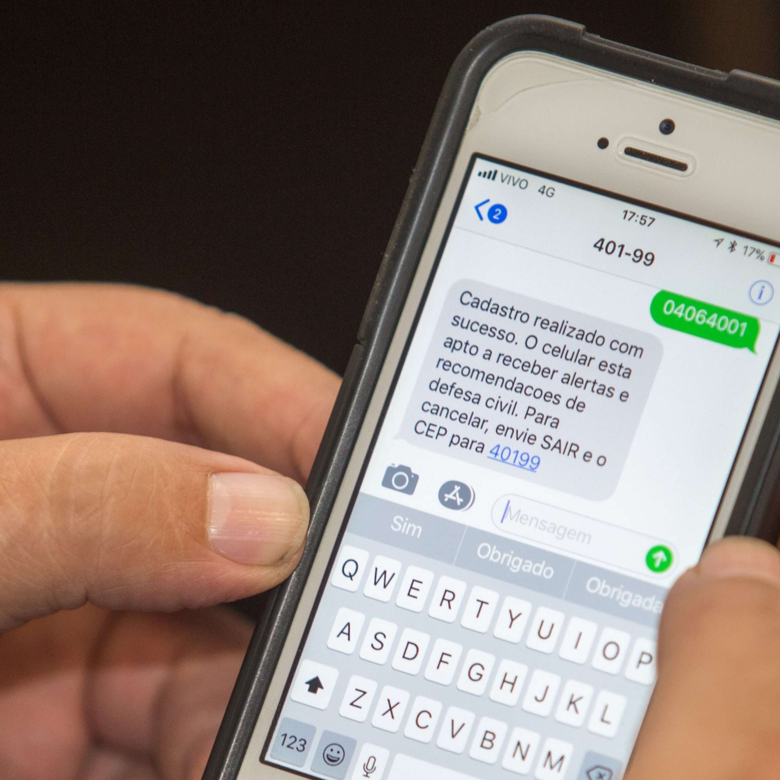 Saiba como proceder ao receber SMS sobre eventos meteorológicos
