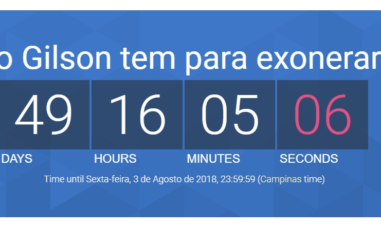 Site “conta as horas” para Gilson cumprir sentença e exonerar comissionados