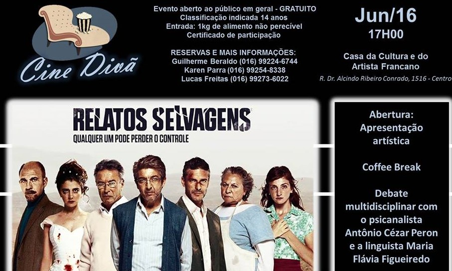 Casa da Cultura de Franca apresenta Cine Divã no próximo dia 16 de junho
