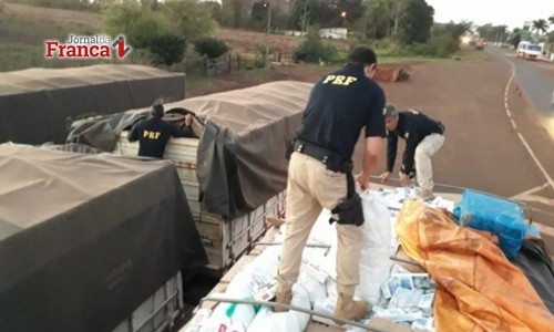 PRF apreende no MS carreta de Franca com carga de cigarros e agrotóxico ilegais