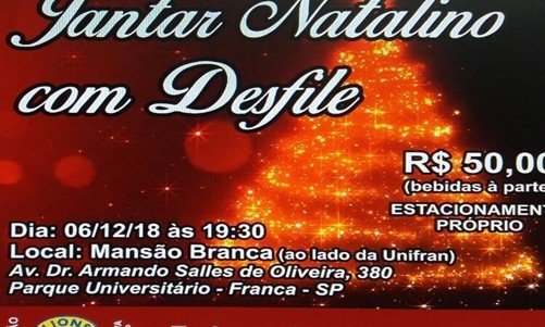 Lions promove jantar beneficente para Instituto IANSA no dia 06/12