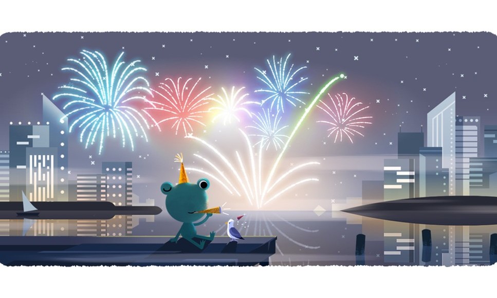 Véspera de ano novo 2020: Google celebra réveillon com Doodle no Brasil