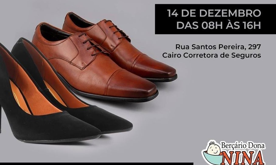 Berçário Dona Nina realiza outlet de sapatos finos neste sábado, 14 de dezembro