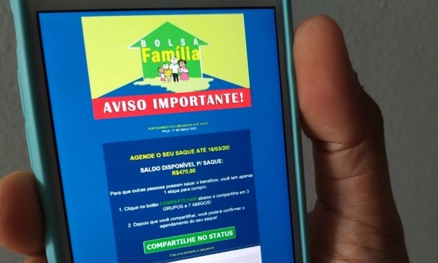 Bolsa Família: Golpe oferece R$ 470 para ajudar a combater o coronavírus