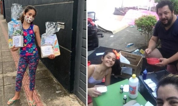 Menina de 10 anos cria kits infantis para vender e salva família da crise