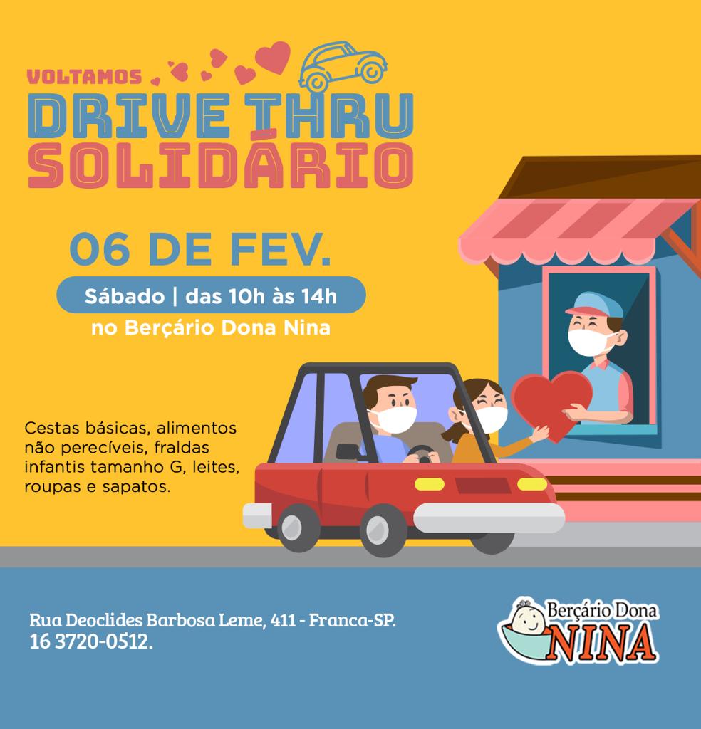 Berçário Dona Nina realiza drive-thru solidário para arrecadação de doações