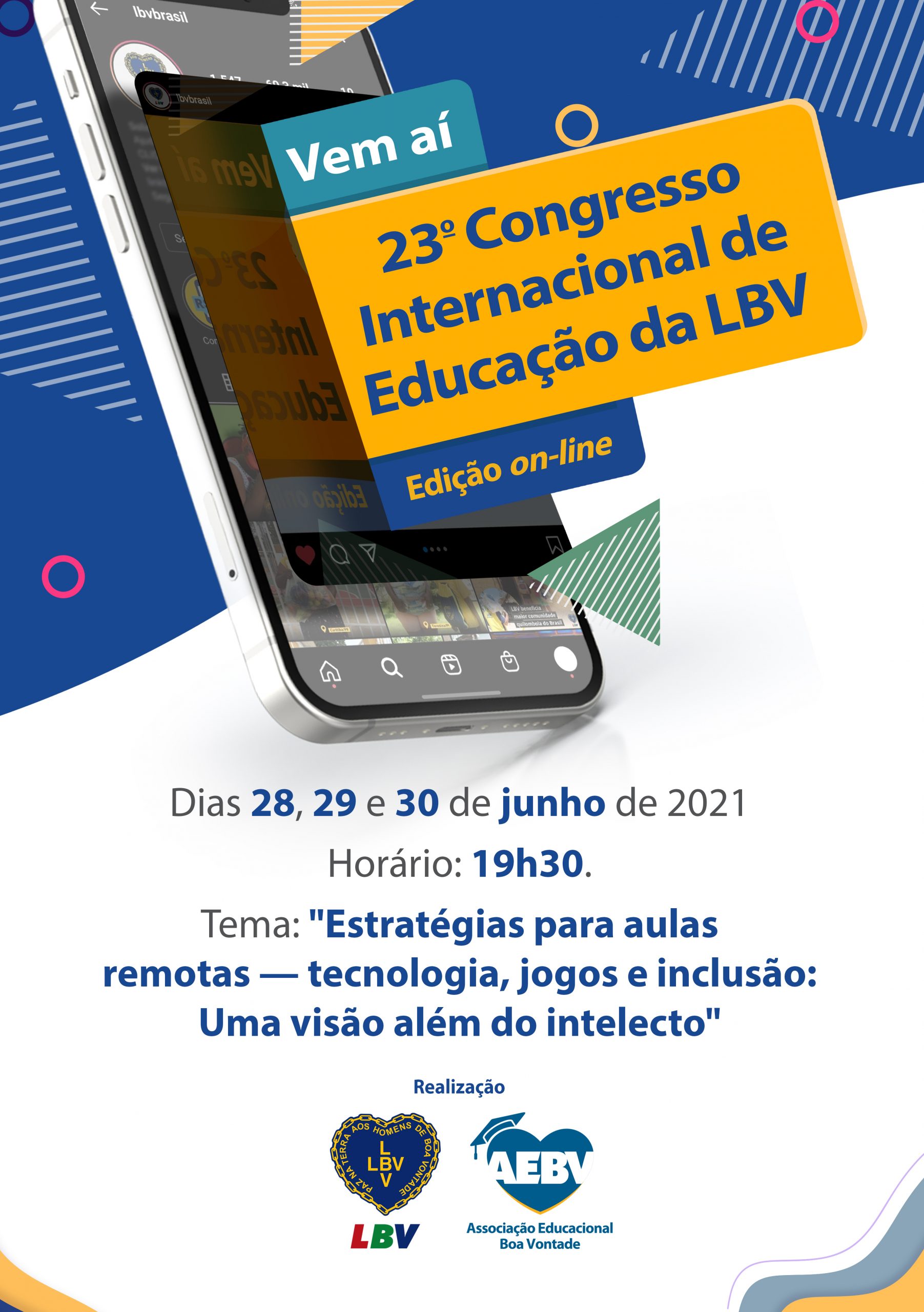 LBV realiza 23º Congresso Internacional de Educação on-line a partir desta 2ª, 28