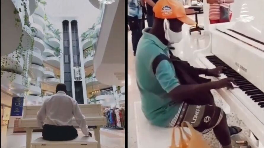 Ambulante toca Frank Sinatra, viraliza e é contratado por shopping como pianista