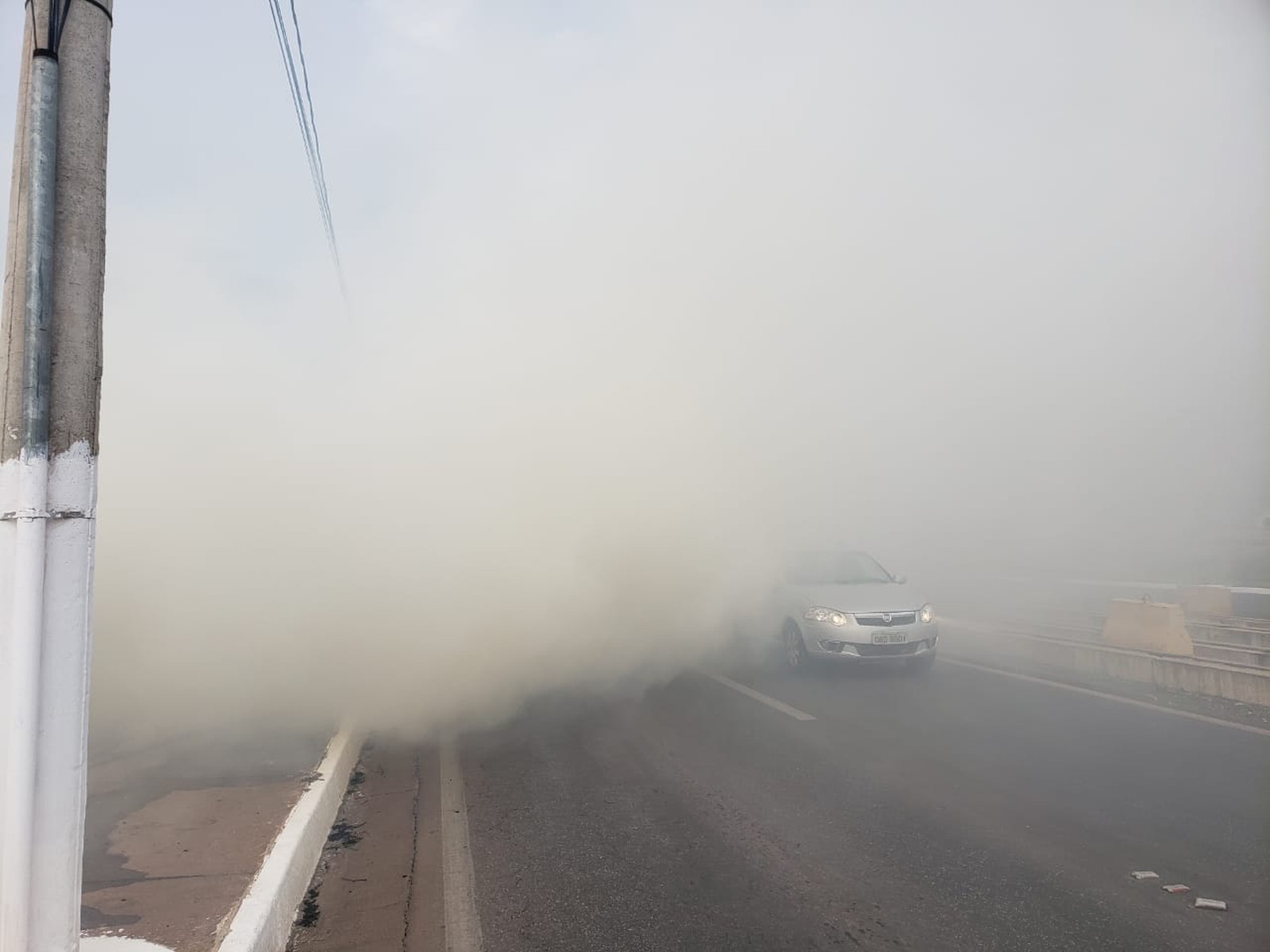 Fumaça na pista
