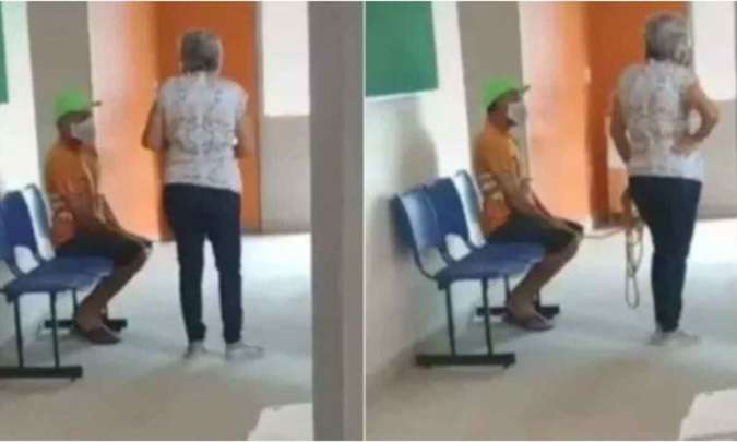 Mulher leva marido amarrado para vacinar contra covid. O Brasil não é para amadores