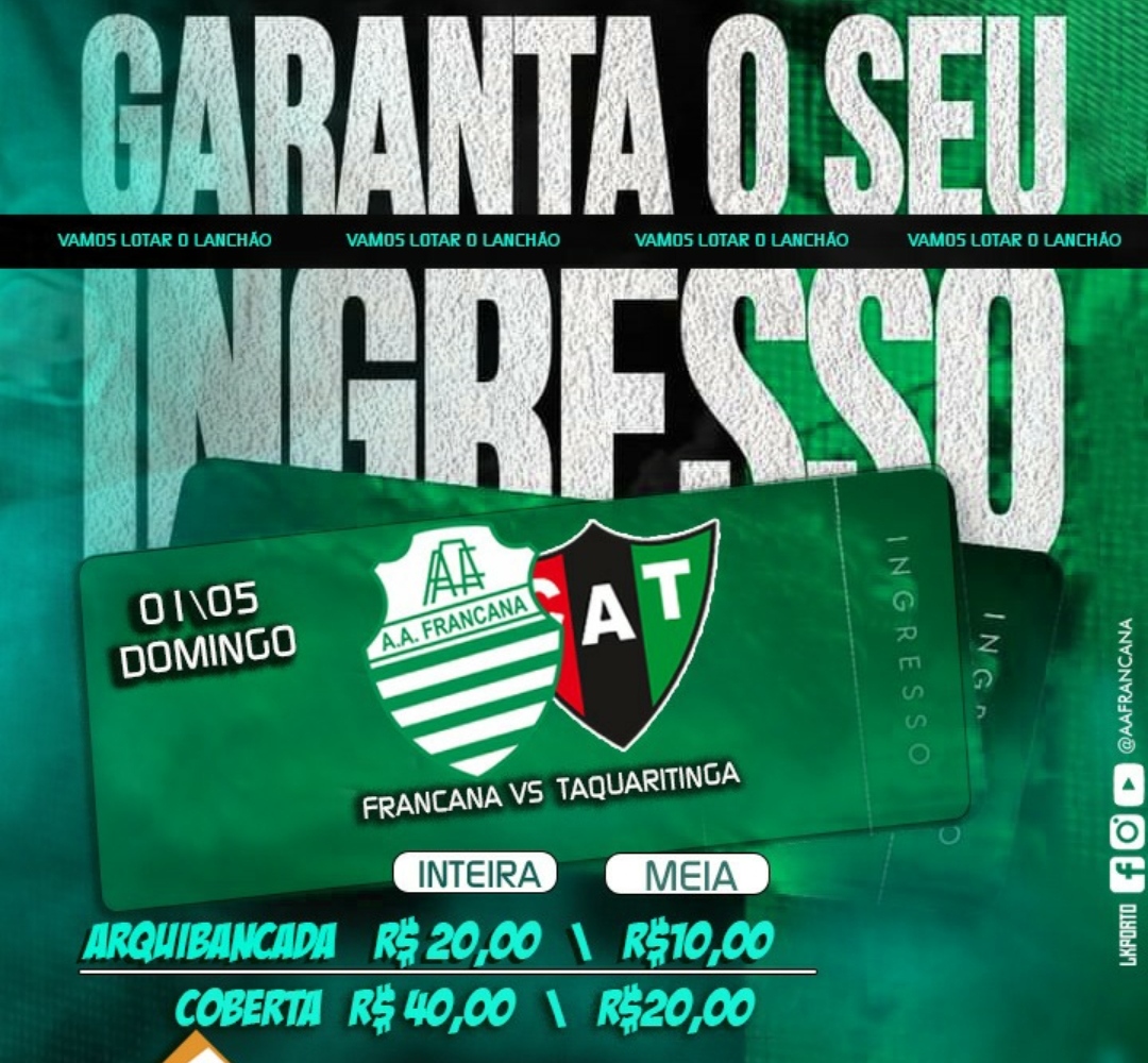 Ingressos para o jogo da Francana no domingo, contra o CAT, seguem à venda