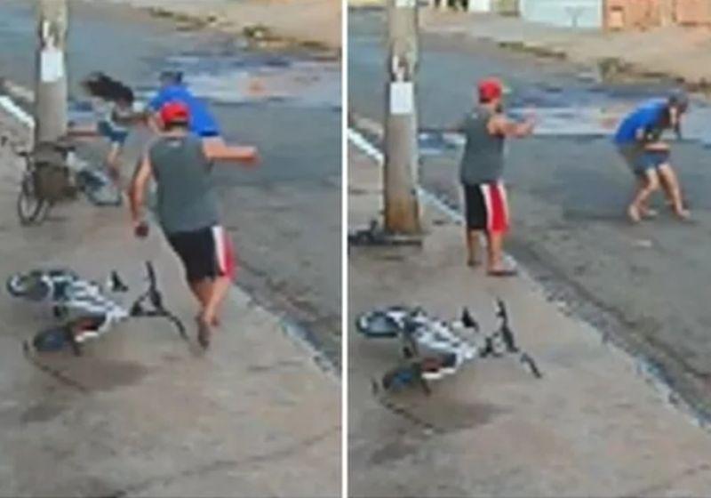 Homem é rápido e salva menina que ia se arrebentar no poste com bike desgovernada.