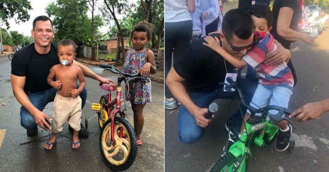 Sargento conserta bicicletas nas horas vagas e doa a crianças carentes da comunidade