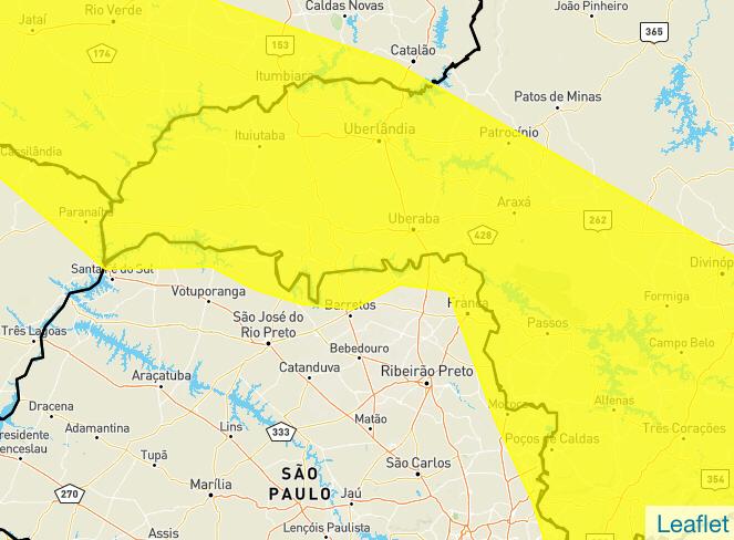 Alerta de chuvas fortes para Franca e cidades da região, inclusive de Minas Gerais