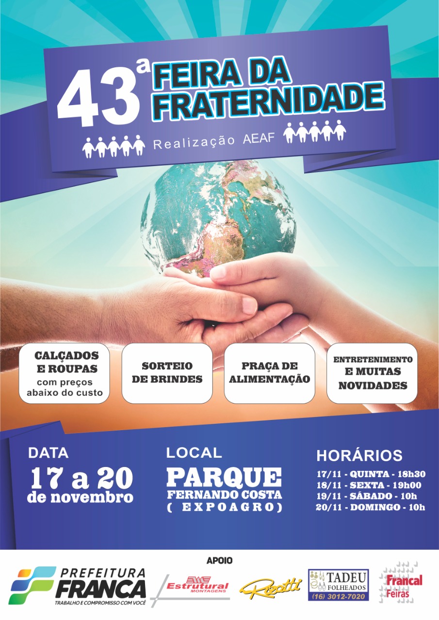 Em Franca, Feira da Fraternidade acontece no parque Fernando Costa a partir de 17/11