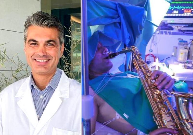 Médico remove tumor no cérebro com paciente acordado tocando Love Story no saxofone