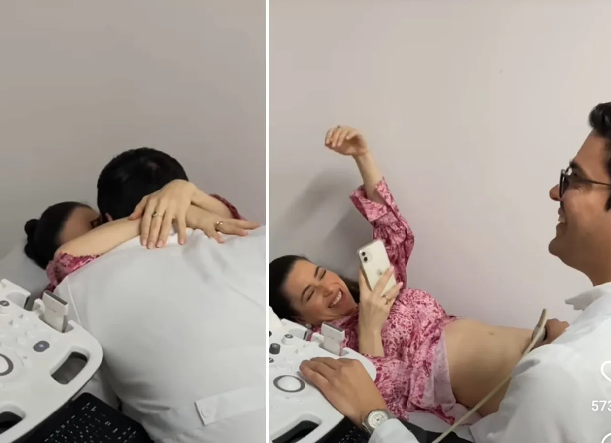 Médico descobre gravidez da esposa ao fazer exame de ultrassom e vídeo viraliza
