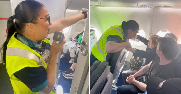 Funcionária da companhia aérea fica emocionada ao falar a uma passageira especial