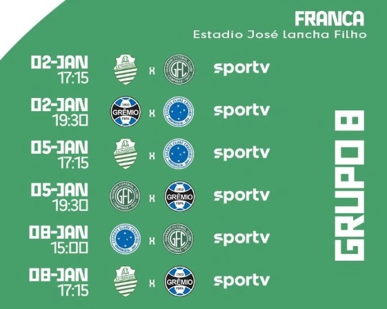 Estreia da Francana na Copinha será no dia dois de janeiro com transmissão Sportv