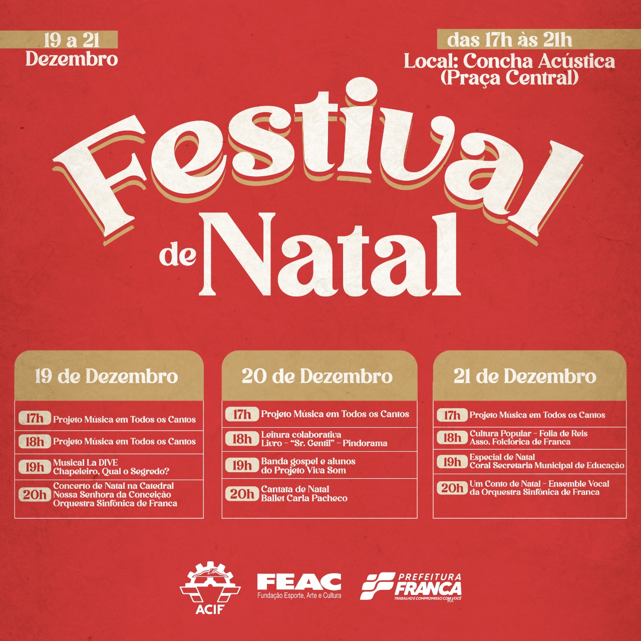 Festival de Natal de Franca terá apresentações culturais no centro da cidade