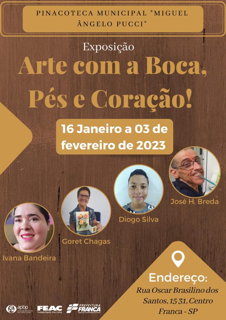 Exposição de talentos: pintores com a boca e os pés mostram sua arte em Franca