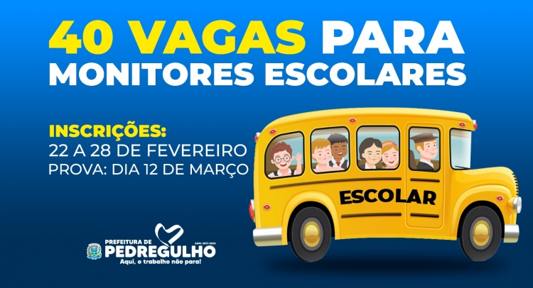 Pedregulho abre 40 vagas de monitores escolares para estudantes do ensino superior