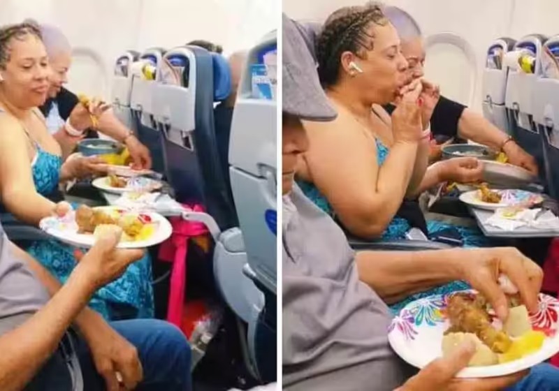 Mulher leva frango frito para comer no avião, economiza e viraliza. Tá no vídeo!