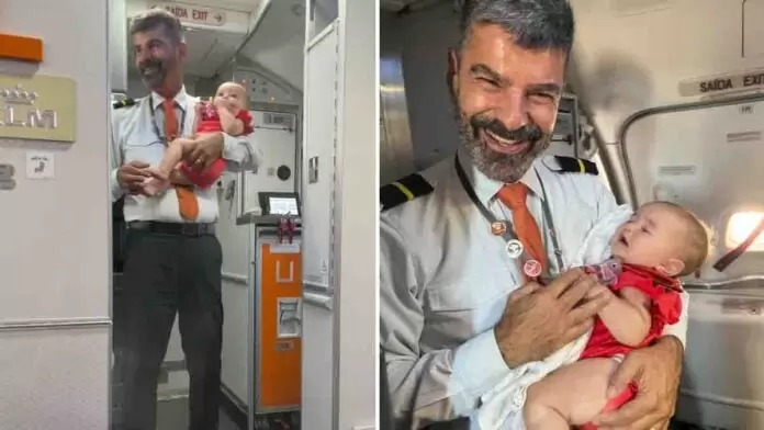 Comissário segura bebê para mãe tomar café em voo e boa ação viraliza nas redes