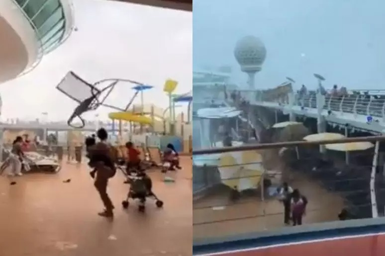 Passageiros são surpreendidos por fortes rajadas de vento em navio de cruzeiro
