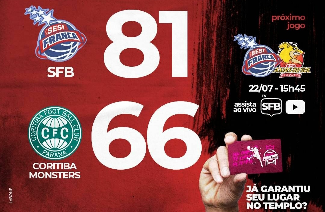 Em SP, Sesi Franca vence o Coritiba por 81 a 61 pela Liga de Desenvolvimento do NBB