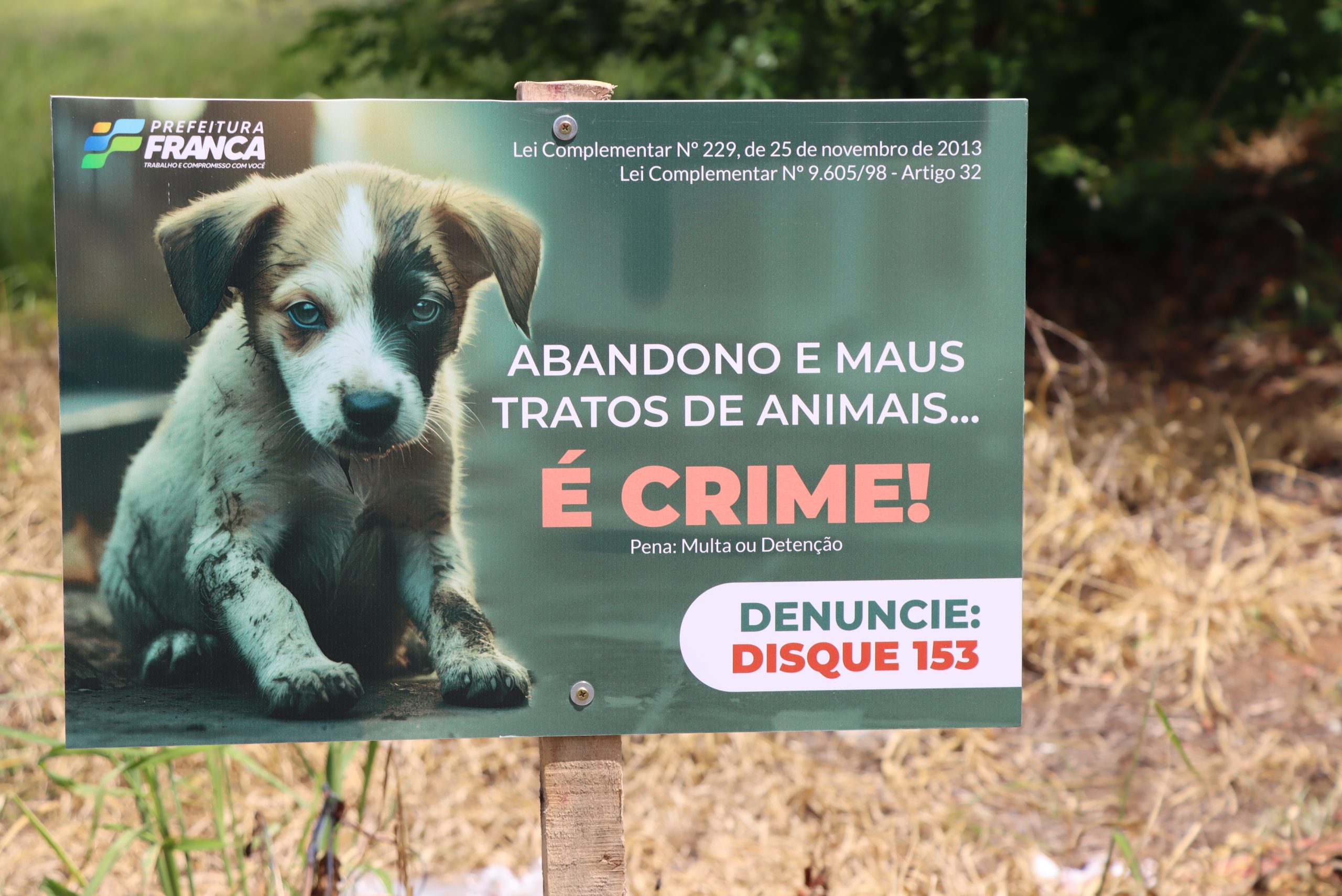 Abandono de animais: placas educativas são instaladas em diversos pontos de Franca