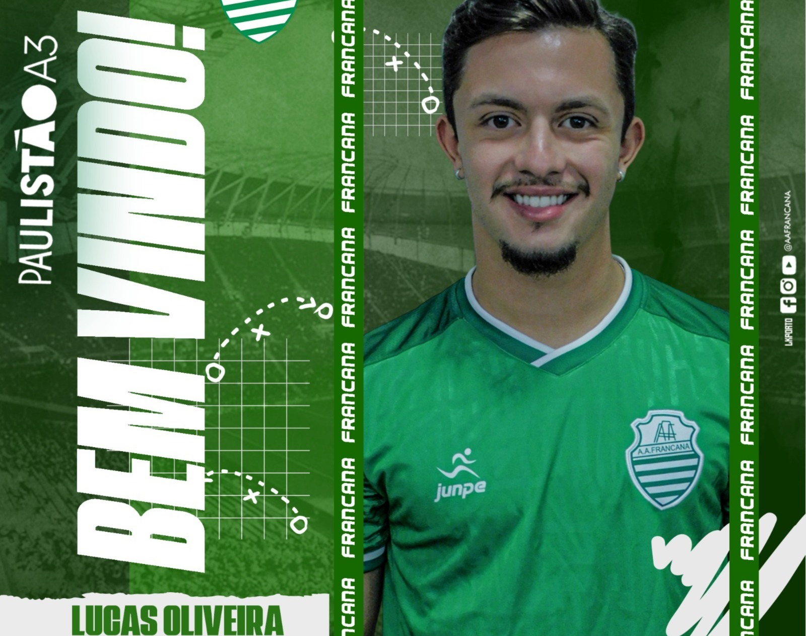 Francana segue se reforçando e contrata meia-atacante Lucas Oliveira para o Paulista