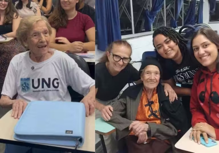 Idosa aprendeu a ler com 85 anos e entrou na Faculdade de Nutrição com 91 anos