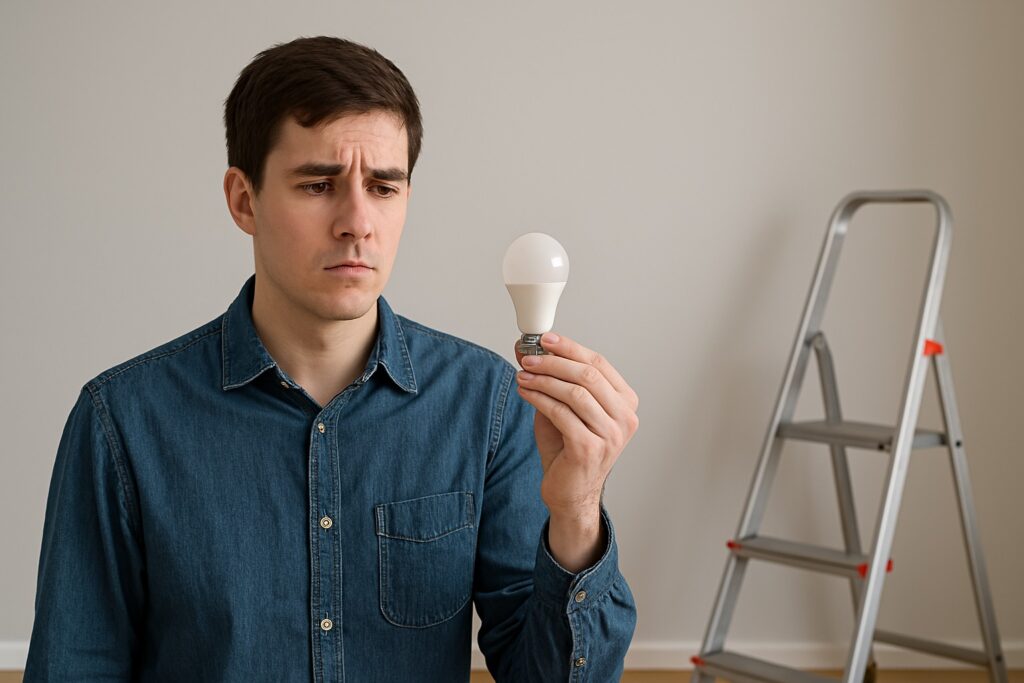 Por que a lâmpada LED fica acesa mesmo com o interruptor desligado?