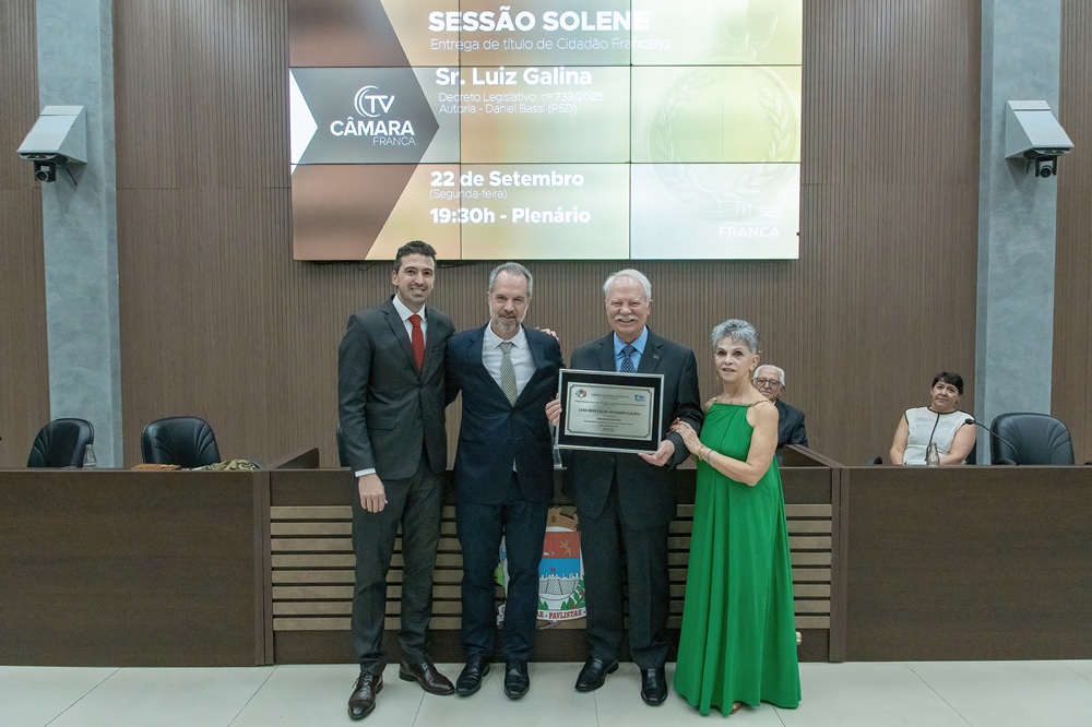 Diretor do Sesc-SP, Luiz Galina recebe título de Cidadão Francano em sessão solene