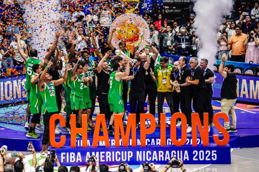 Georginho brilha, com cestas e tocos, e Brasil ganha AmeriCup em cima da Argentina