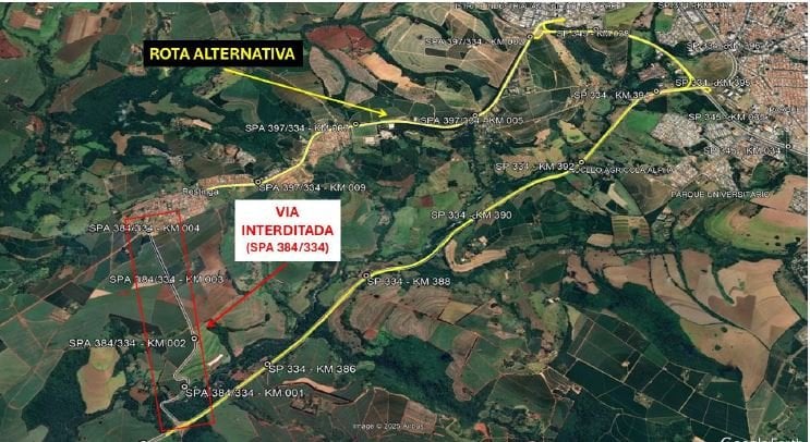 Rodovia que liga a Candido Portinari a Restinga ficará toda interditada no domingo