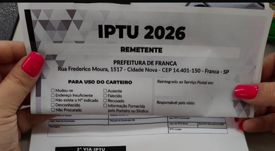 Pagamento à vista do IPTU em Franca, com desconto de 5%, termina esta semana