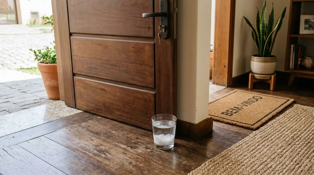 Para que serve água com sal grosso atrás da porta e como fazer para não transbordar