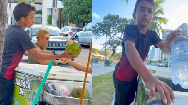 Menino de 12 anos dá água de graça a desconhecido e ganha surpresa para toda a família